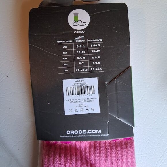 Crocs™ Socks 6 Pairs, Quarter & Crew Assorted New in Bag Never Worn, Unisex (M) - Picture 3 of 12